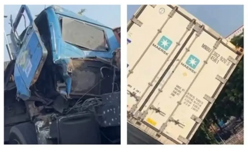 Tragedy on Eko Bridge: Two Dispatch Riders Killed by Falling 20-Foot Container